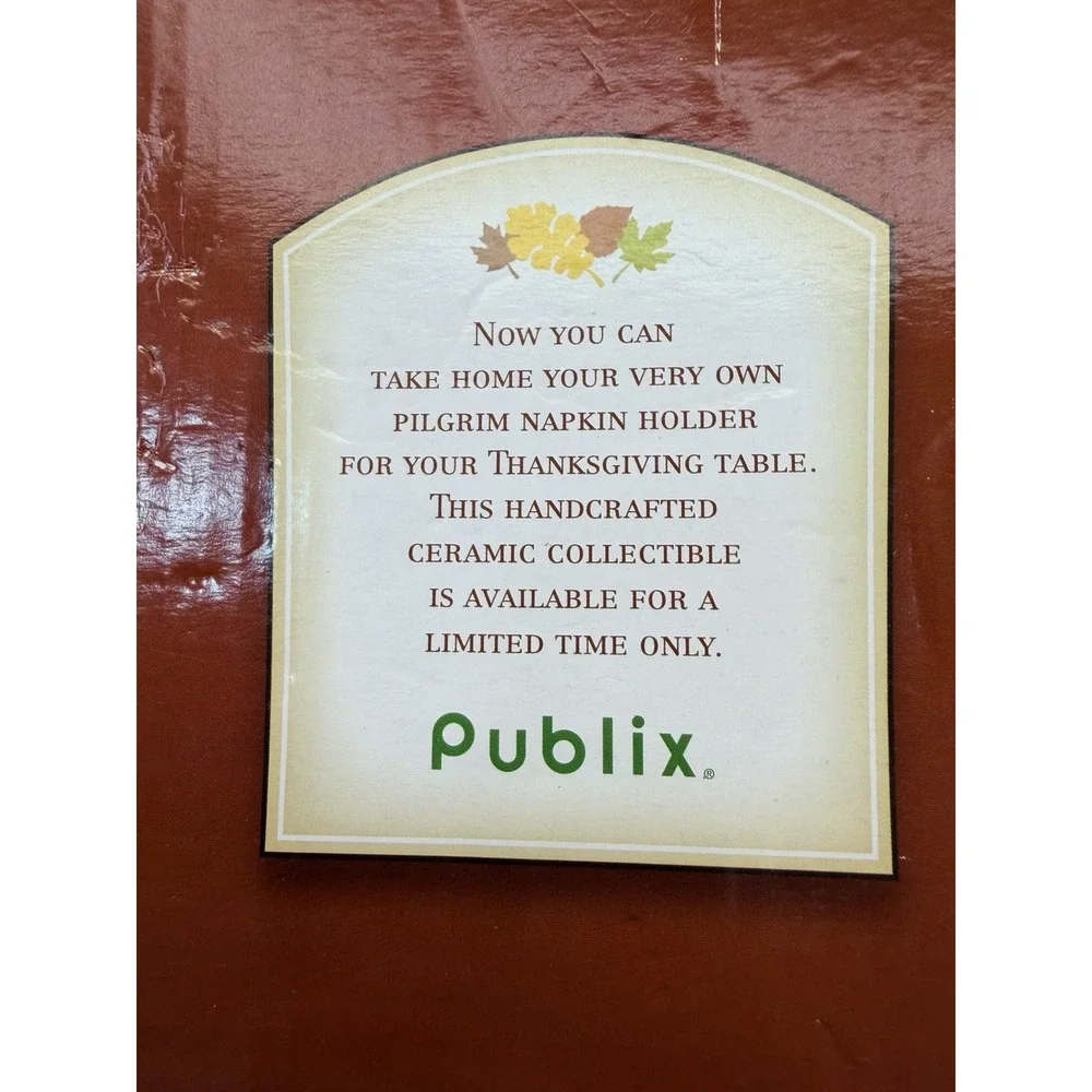 2018 Publix Pilgrim Pair Ceramic Napkin Holder w box Limited Edition